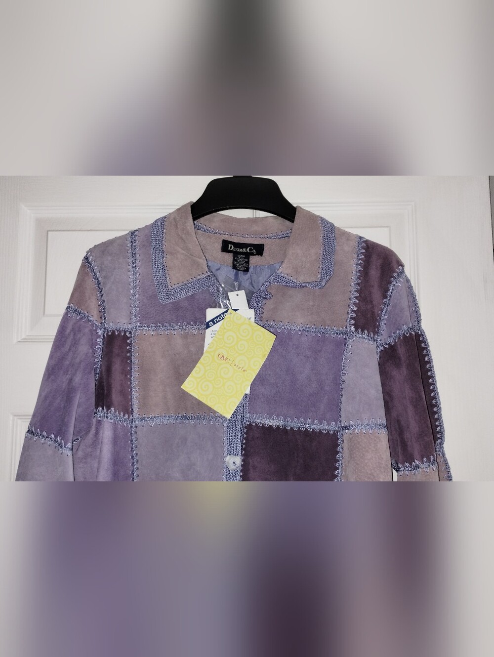 Vintage Denim&Co Lavender Patchwork Leather Jacket - Picture 3 of 7